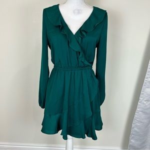 Express Emerald Green Faux Wrap Mini Dress Size Medium